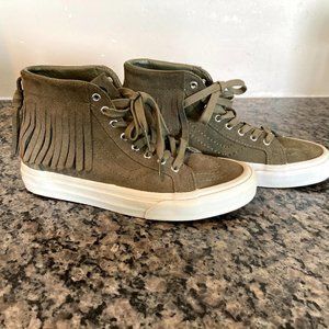 Vans Sk8-Hi Moc Suede Fringe Sneaker Sz 7 Olive